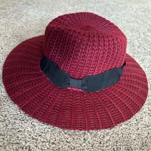 Red burgundy knitted hat